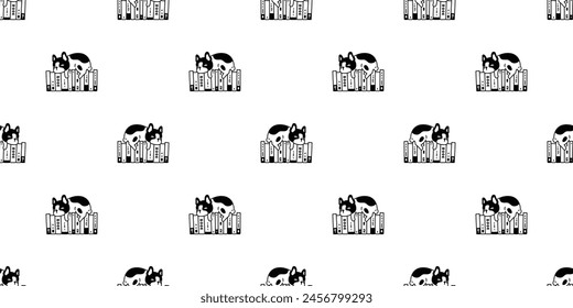dog seamless pattern french bulldog sleeping book puppy vector bone pet toy doodle cartoon tile background gift wrapping paper repeat wallpaper illustration scarf isolated design