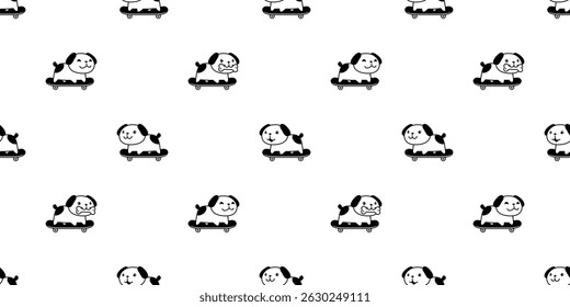 dog seamless pattern french bulldog skateboard skating extreme sport puppy vector pet breed cartoon gift wrapping paper repeat wallpaper tile background doodle illustration isolated design