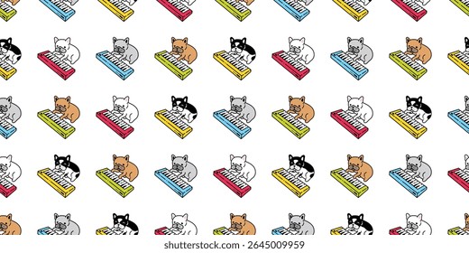 dog seamless pattern french bulldog keyboard instrument music puppy vector pet cartoon tile background gift wrapping paper repeat wallpaper doodle illustration isolated design