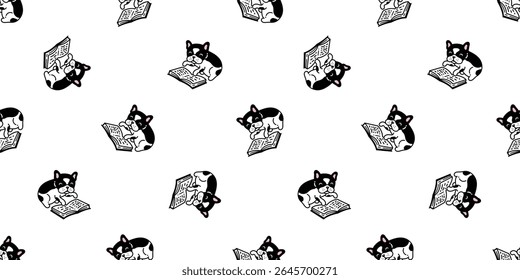 livro de leitura de buldogue francês padrão sem costura cão