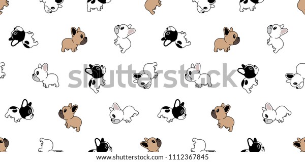 犬のシームレスな柄のフランスのブルドッグベクター画像のパグ繰り返し背景に壁紙の漫画タイル分離イラスト のベクター画像素材 ロイヤリティフリー