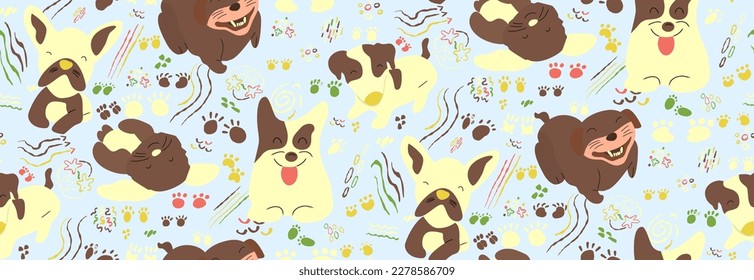 dog seamless pattern kids theme