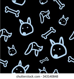 Dog seamless pattern on black background-vector