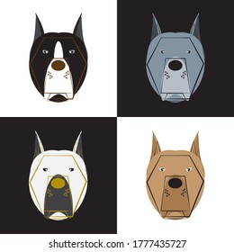 Patrón ininterrumpido de perro, Pitbull sobre fondo blanco y negro, iconos de perro. 