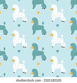 Dog seamless pattern. Poodle background. Vector illustration.