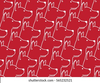 Dog Seamless Pattern Red