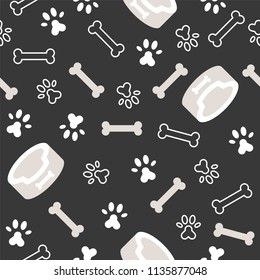 dog seamless pattern theme, bone, paw foot print for use as wallpaper or background