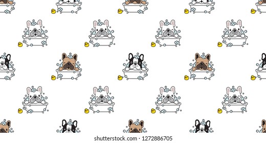 dog seamless pattern vector bath french bulldog shower cartoon scarf isolated tile background repeat wallpaper illustration