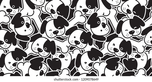 Dog seamless pattern vector french bulldog Dachshund puppy head bone scarf isolated cartoon illustration tile background repeat wallpaper