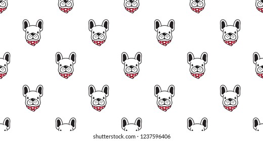 dog seamless pattern vector french bulldog polka dot scarf cartoon character illustration tile background repeat wallpaper