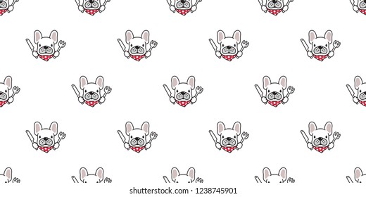 dog seamless pattern vector french bulldog chef food kitchen polka dot scarf cartoon character illustration repeat wallpaper tile background