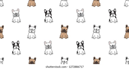 dog seamless pattern vector french bulldog sitting dog breed paw cartoon scarf isolated tile background repeat wallpaper illustration