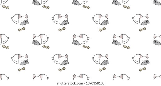 dog seamless pattern vector french bulldog sleeping bone cartoon scarf isolated repeat wallpaper tile background illustration doodle