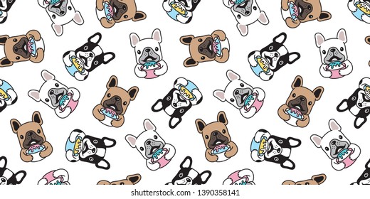 dog seamless pattern vector french bulldog ice cream cartoon scarf isolated repeat wallpaper tile background illustration doodle