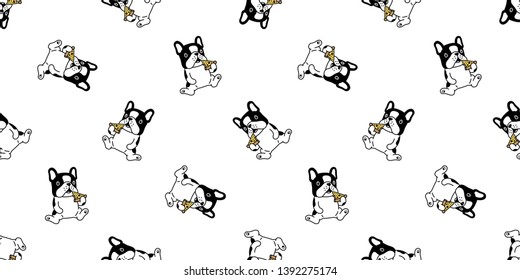 Dog Seamless Pattern Vector French Bulldog Pizza Eating Cartoon Scarf Isolated Repeat Wallpaper Tile Background Illustration