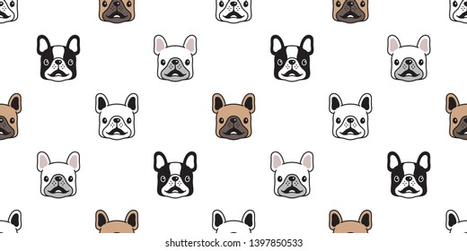 dog seamless pattern vector french bulldog smile puppy breed cartoon scarf isolated tile background repeat wallpaper illustration doodle