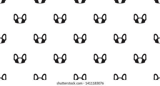 dog seamless pattern vector french bulldog head puppy hat cap cartoon tile background scarf isolated repeat wallpaper illustration doodle