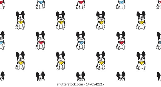 dog seamless pattern vector french bulldog cartoon scarf isolated repeat wallpaper tile background illustration doodle design