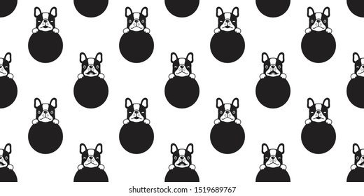 dog seamless pattern vector french bulldog polka dot scarf isolated cartoon repeat wallpaper tile background illustration doodle design