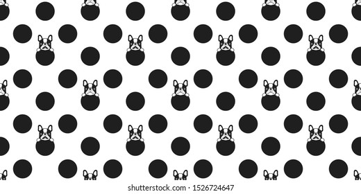dog seamless pattern vector french bulldog polka dot scarf isolated repeat wallpaper tile background cartoon doodle illustration design