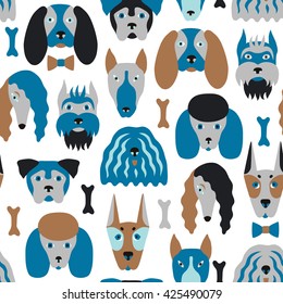 Dog seamless pattern. Vector illustration. Wrapping. Surface design.