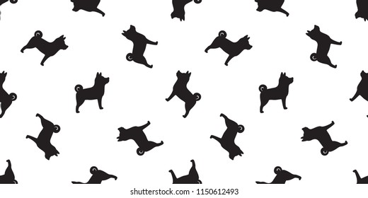 Dog seamless pattern vector isolated paw Shiba Inu Dog Breed wallpaper cartoon tile background