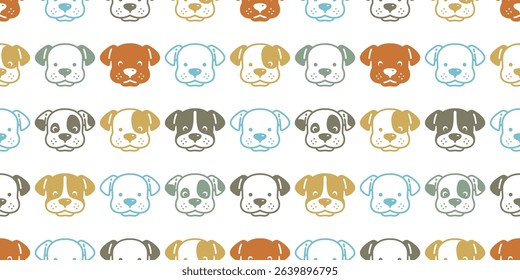 dog seamless pattern vector puppy smiling face french bulldog pet breed cartoon doodle tile background gift wrapping paper repeat wallpaper illustration isolated design color