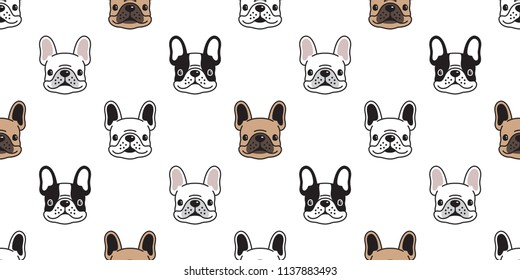 Dog seamless vector french bulldog pattern tile background scarf isolated repeat wallpaper illustration cartoon