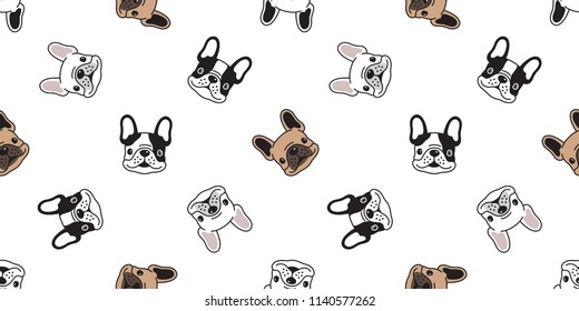 Dog seamless vector french bulldog pattern tile background scarf isolated repeat wallpaper illustration cartoon dog breed