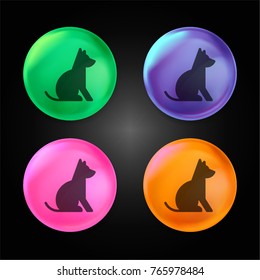 Dog Seating crystal ball design icon in green - blue - pink and orange.