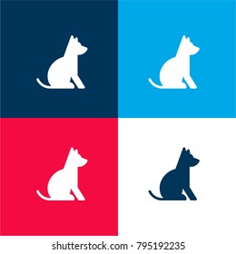 Dog Seating four color material and minimal icon logo set in red and blue