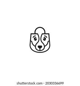 dog security logo design monoline style template