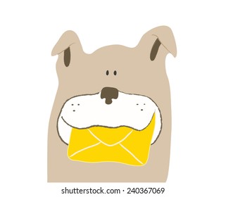 Dog sending a message, vector illustration