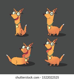 Dog set character design. Vector illustration