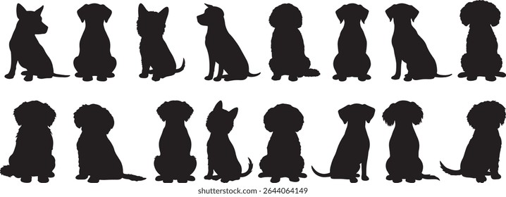 ilustração de vetor de Silhueta de Ícone de Conjunto de Cães