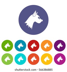 Dog set icons in different colors isolated on white background