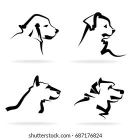Dog set, on a white background. Illustration