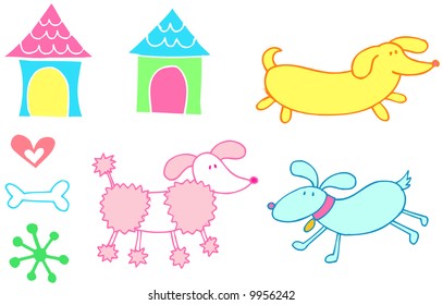 Dog Set Vector Illustration