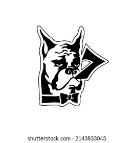 Dog with seven, vector symbol design