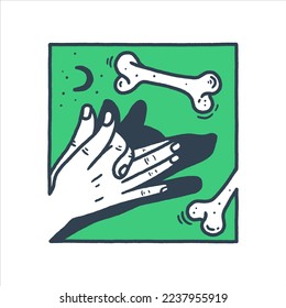 Dog shadow puppet vector illustration