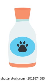 dog shampoo bottle on white background