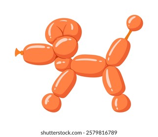 Dog shape balloon. Birthday party celebration dog animal helium air balloon, poodle shaped balloon flat vector illustration. Cartoon air balloon