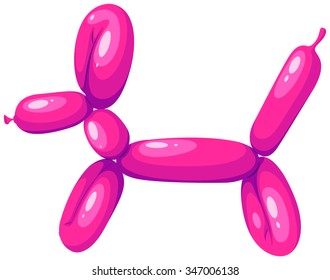 Dog shape balloon in pink color illustration