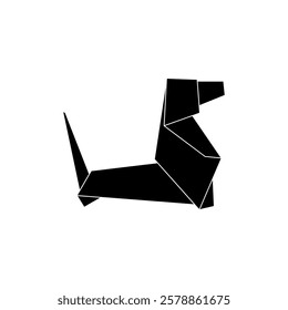 Dog Shape Inspired by Origami Form, can use for Logo, Pictogram, Animal Figure, Website, Apps, or Graphic Design Element. Vector Illustration