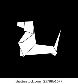 Dog Shape Inspired by Origami Form, can use for Logo, Pictogram, Animal Figure, Website, Apps, or Graphic Design Element. Vector Illustration