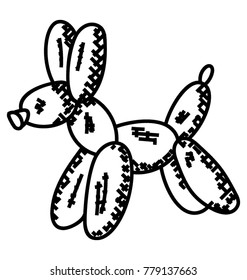
A dog shape made by molding balloons 

