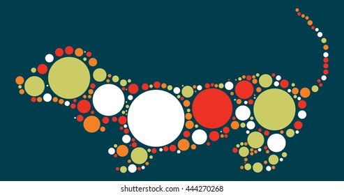 dog shape vector design by color point
