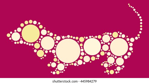 dog shape vector design by color point