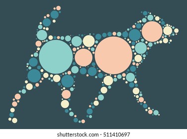 dog shape vector design by color point