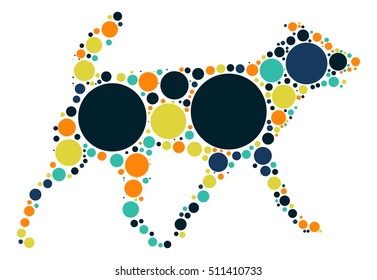 dog shape vector design by color point